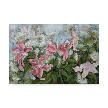 Trademark Fine Art Joanne Porter 'Pink Star Gazer Lilies' Canvas Art, 12x19 ALI30400-C1219GG